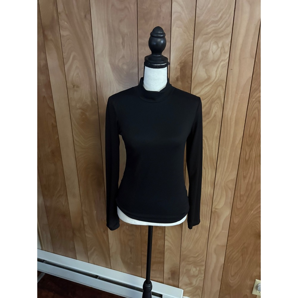 Eye Candy Womens Black Mock Neck Long Sleeve Stretch Top Size M